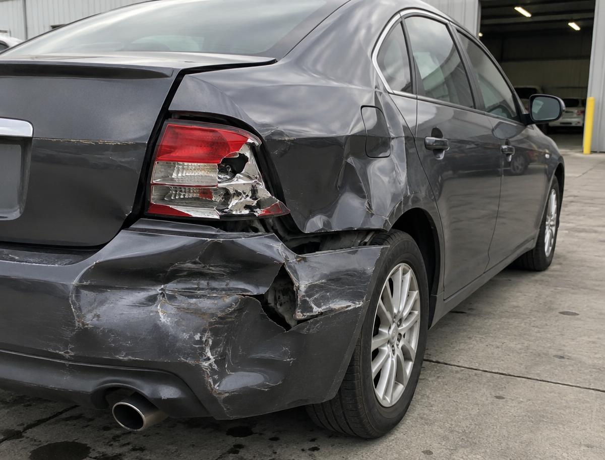 Vehicle with collision damage to the rear quarter panel